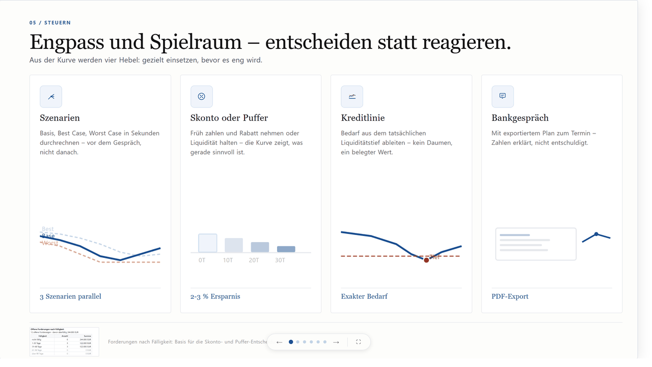 Folie 5: Steuern - von der Vorschau zur Entscheidung